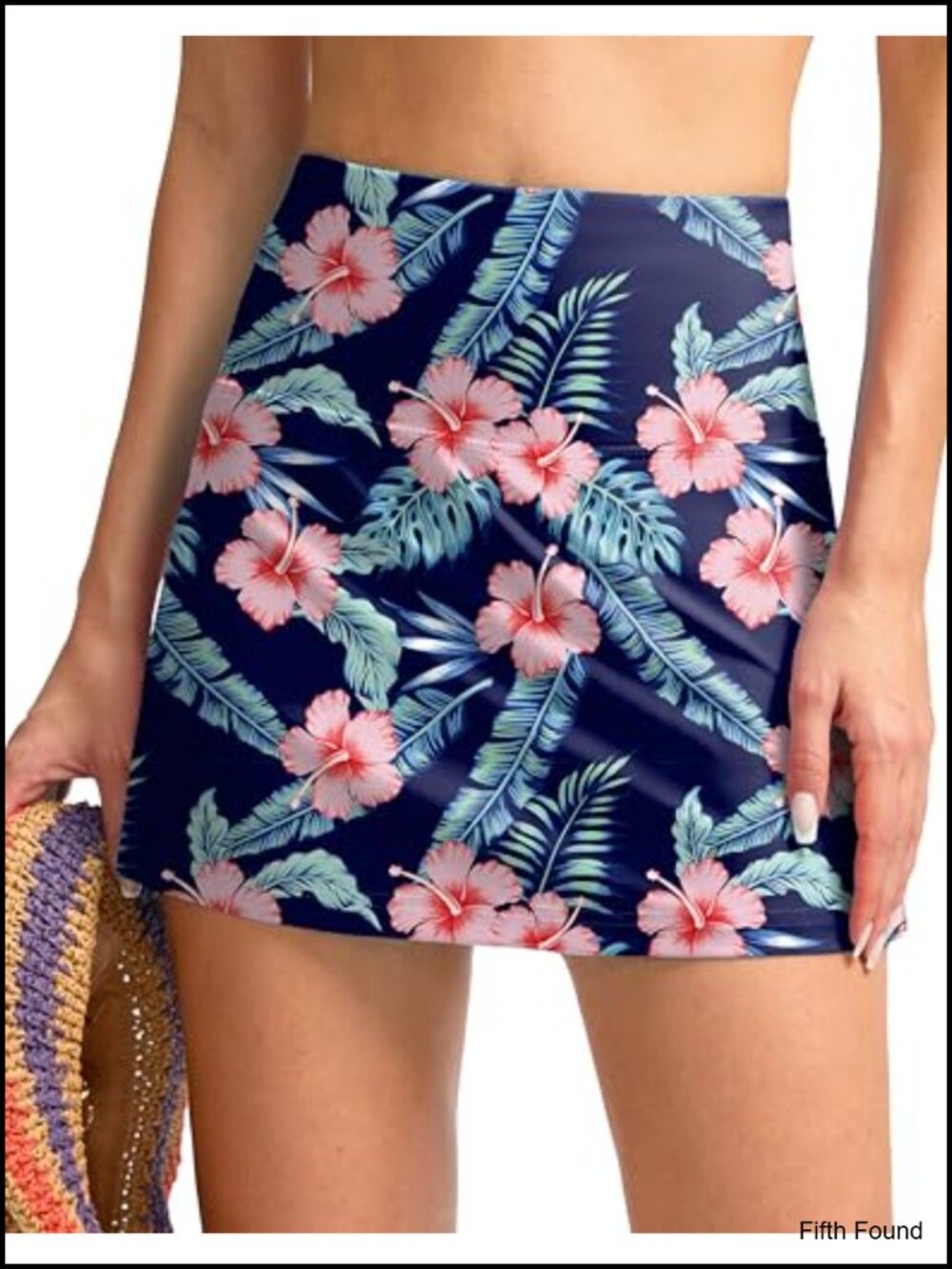 High Waisted Swim Skirt with Pocket Tummy Control Tankini Bottoms